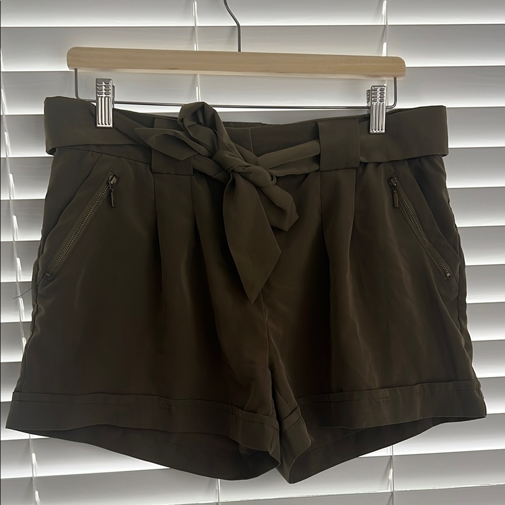 XOXO Green High Waist Shorts with Tie-Belt